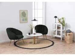 Daniella Fauteuil Lounge, Vert, Couleur Laiton. -Meubles Soldes Boutique fauteuil 22048637