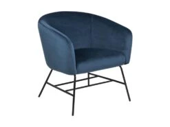 Ramy Fauteuil En Bleu Marine Avec Structure En Métal Noir Mat.
