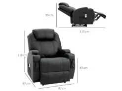 Fauteuil De Relaxation électrique Massant CHARLOTTE Noir -Meubles Soldes Boutique fauteuil 22126337