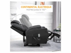 Fauteuil De Relaxation électrique Massant CHARLOTTE Noir -Meubles Soldes Boutique fauteuil 22126339
