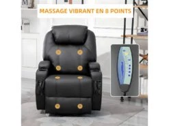 Fauteuil De Relaxation électrique Massant CHARLOTTE Noir -Meubles Soldes Boutique fauteuil 22126341