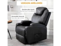 Fauteuil De Relaxation électrique Massant CHARLOTTE Noir -Meubles Soldes Boutique fauteuil 22126343