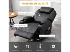 Fauteuil De Relaxation électrique Massant CHARLOTTE Noir -Meubles Soldes Boutique fauteuil 22126345