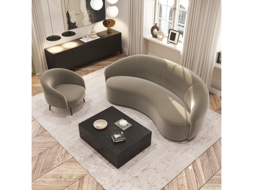 Fauteuil Tissu Velours Beige Taupe 4 Fauteuil Tissu Velours Beige Taupe â Image 2