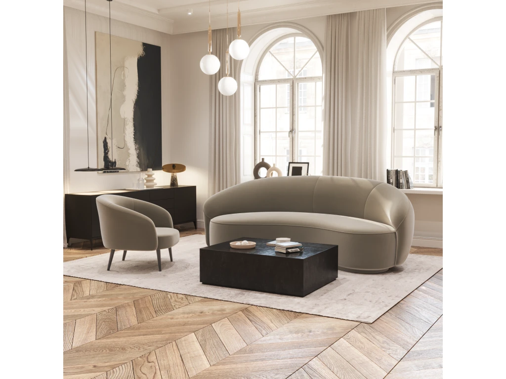 Fauteuil Tissu Velours Beige Taupe 5 Fauteuil Tissu Velours Beige Taupe â Image 3