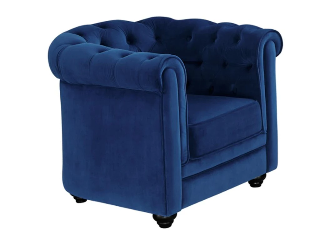 Fauteuil CHESTERFIELD - Velours Bleu Roi 5 Fauteuil CHESTERFIELD - Velours Bleu Roi – Image 3