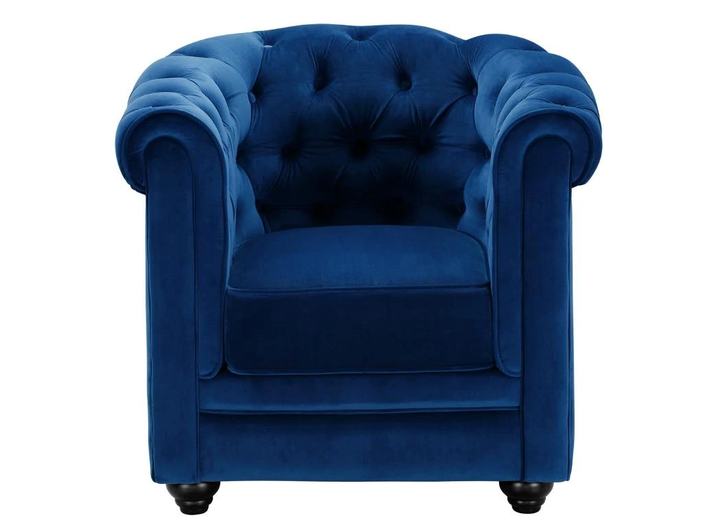Fauteuil CHESTERFIELD - Velours Bleu Roi 4 Fauteuil CHESTERFIELD - Velours Bleu Roi – Image 2
