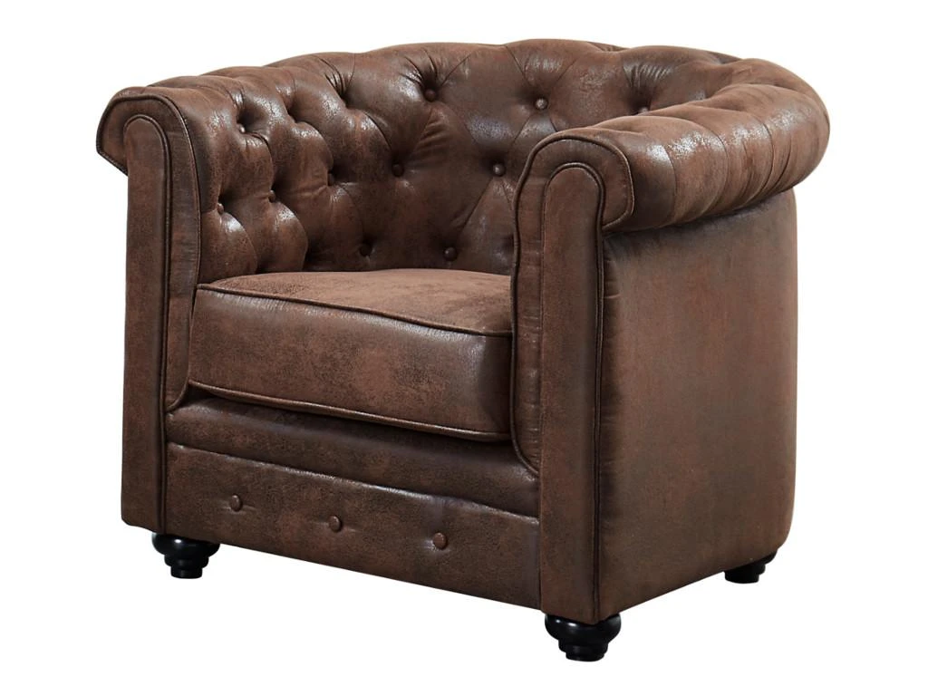 Fauteuil CHESTERFIELD En Microfibre Aspect Cuir Vieilli 6 Fauteuil CHESTERFIELD En Microfibre Aspect Cuir Vieilli â Image 4