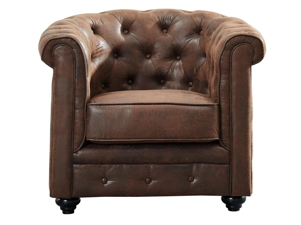 Fauteuil CHESTERFIELD En Microfibre Aspect Cuir Vieilli 5 Fauteuil CHESTERFIELD En Microfibre Aspect Cuir Vieilli â Image 3