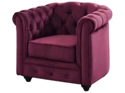 Lot De 2 Fauteuils CHESTERFIELD - Velours Pourpre -Meubles Soldes Boutique fauteuil 315679