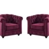 Lot De 2 Fauteuils CHESTERFIELD - Velours Pourpre -Meubles Soldes Boutique fauteuil 315829