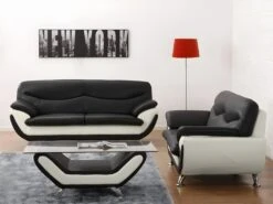 Fauteuil En Simili INDICE - Bicolore Noir Et Ivoire -Meubles Soldes Boutique fauteuil 322215