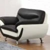 Fauteuil En Simili INDICE - Bicolore Noir Et Ivoire -Meubles Soldes Boutique fauteuil 322219