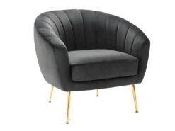 Fauteuil Cabriolet En Velours PABLITO - Anthracite -Meubles Soldes Boutique fauteuil 403781