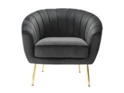Fauteuil Cabriolet En Velours PABLITO - Anthracite -Meubles Soldes Boutique fauteuil 403783