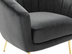 Fauteuil Cabriolet En Velours PABLITO - Anthracite -Meubles Soldes Boutique fauteuil 403785