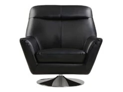 Fauteuil Pivotant En Cuir De Buffle ITHAQUE - Noir -Meubles Soldes Boutique fauteuil 417847