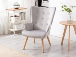 Fauteuil En Velours Gris VATELY -Meubles Soldes Boutique fauteuil 492015