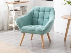 Fauteuil En Tissu Vert D'eau CASERTA -Meubles Soldes Boutique fauteuil 492067