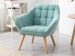 Fauteuil En Tissu Vert D'eau CASERTA -Meubles Soldes Boutique fauteuil 492069