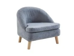 Fauteuil Pour Enfant En Tissu Bouclette GINA - Gris -Meubles Soldes Boutique fauteuil 579407