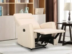 Fauteuil Relax En Tissu Crème PRODA