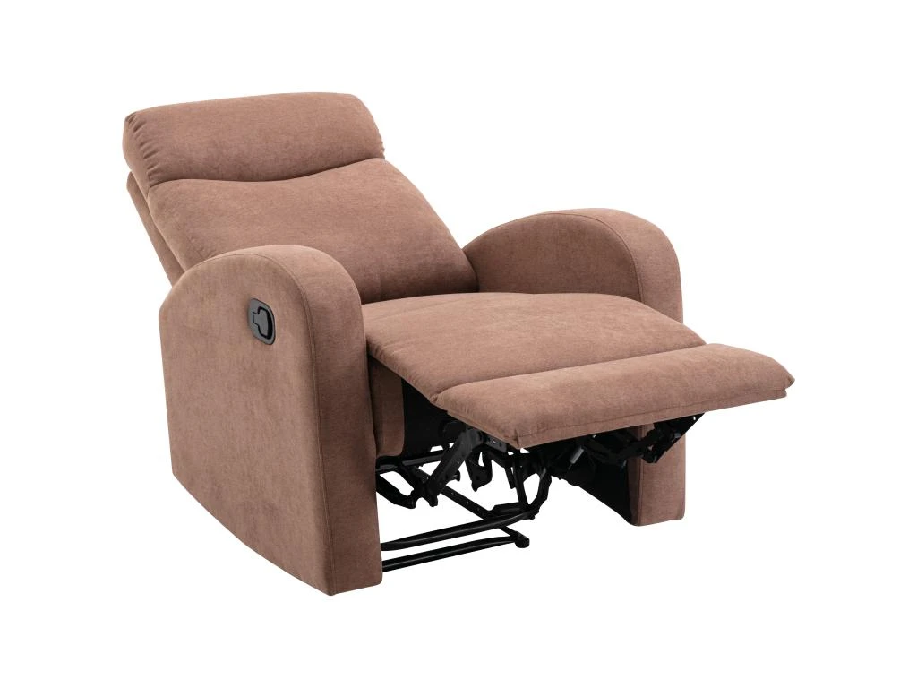 Fauteuil Relax En Tissu Marron EVELYN 4 Fauteuil Relax En Tissu Marron EVELYN – Image 2