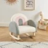 Fauteuil Pour Enfant à Bascule En Tissu Bouclette Crème, Gris Et Rose ESLIDA -Meubles Soldes Boutique fauteuil 8741621