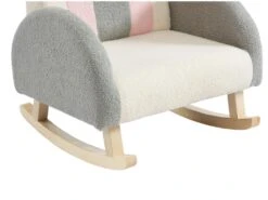 Fauteuil Pour Enfant à Bascule En Tissu Bouclette Crème, Gris Et Rose ESLIDA -Meubles Soldes Boutique fauteuil 8741627