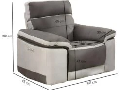 Fauteuil Relaxation Motorisé En Tissu Suédine Bicolore Taupe - CLARA -Meubles Soldes Boutique fauteuil 8908453