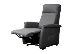BARRENCE - Fauteuil Relax Et Releveur Electrique Tissu Aspect Cuir Gris Foncé