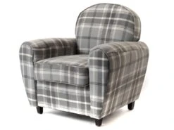 Fauteuil Club Tartan Gris