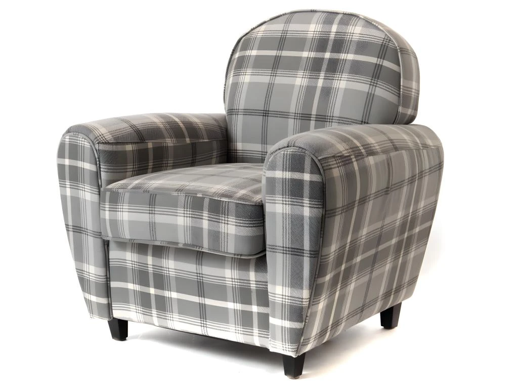 Fauteuil Club Tartan Gris 3 Fauteuil Club Tartan Gris