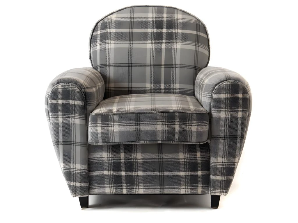 Fauteuil Club Tartan Gris 4 Fauteuil Club Tartan Gris – Image 2