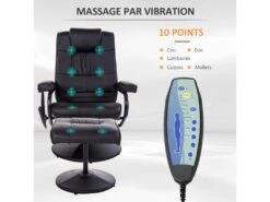 Fauteuil De Massage Et Relaxation électrique Pivotant Inclinable Avec Repose-pied Revêtement Synthétique Noir -Meubles Soldes Boutique fauteuil 9475103