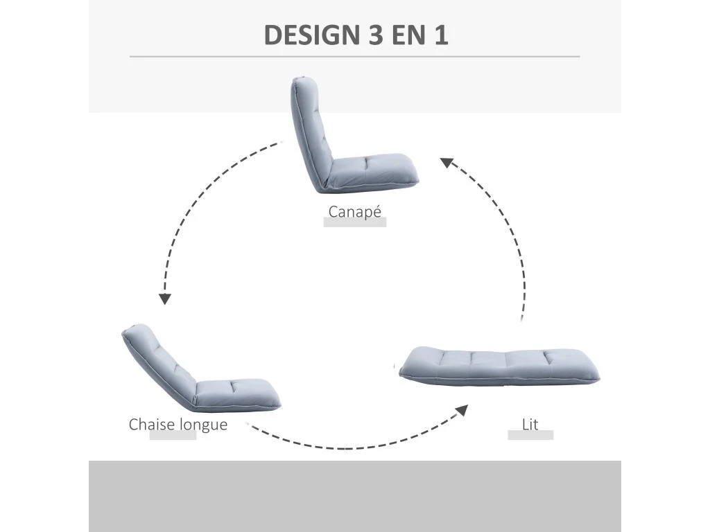 Fauteuil Convertible Fauteuil Paresseux Grand Confort Inclinaison Dossier Multipositions 90°-180° Métal Lin Gris Clair 6 Fauteuil Convertible Fauteuil Paresseux Grand Confort Inclinaison Dossier Multipositions 90°-180° Métal Lin Gris Clair – Image 4