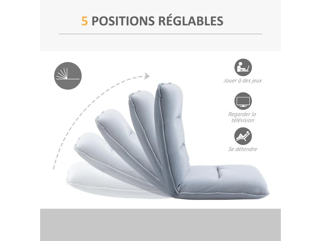 Fauteuil Convertible Fauteuil Paresseux Grand Confort Inclinaison Dossier Multipositions 90°-180° Métal Lin Gris Clair 7 Fauteuil Convertible Fauteuil Paresseux Grand Confort Inclinaison Dossier Multipositions 90°-180° Métal Lin Gris Clair – Image 5