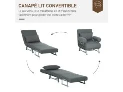 Fauteuil Chauffeuse Canapé-lit Convertible Inclinable 1 Place Grand Confort Coussin Lombaires Accoudoirs Piètement Métal Lin Gris Foncé 11 Fauteuil Chauffeuse Canapé-lit Convertible Inclinable 1 Place Grand Confort Coussin Lombaires Accoudoirs Piètement Métal Lin Gris Foncé -Meubles Soldes Boutique fauteuil 9491407