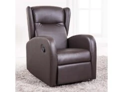 Fauteuil Relax En Simili-cuir Coloris Marron Chocolat - Largeur 70 X Profondeur 77 Cm
