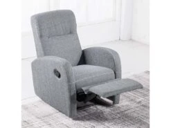Fauteuil Relax En Tissu Coloris Gris Perle - Largeur 70 X Profondeur 77 Cm -Meubles Soldes Boutique fauteuil 9906157