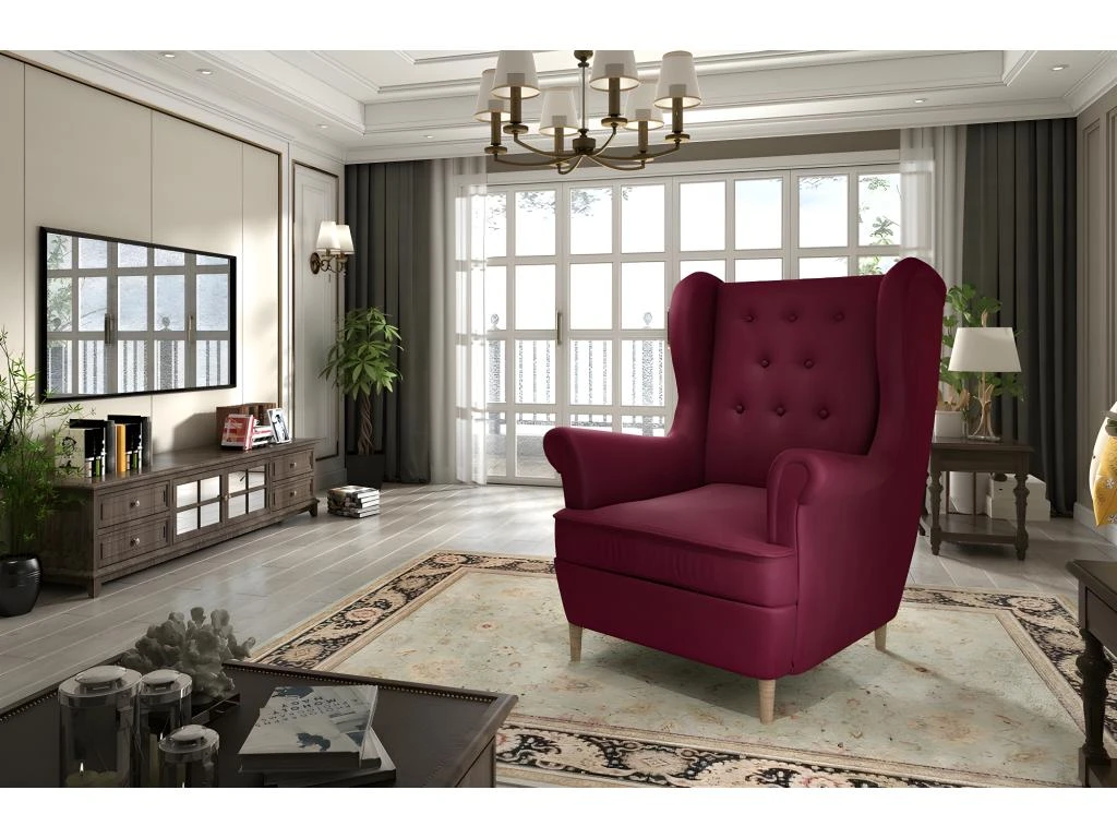 Fauteuil 1 Place En Tissu Velours Catégorie Luxe, Bordeaux, ARNAUD 4 Fauteuil 1 Place En Tissu Velours Catégorie Luxe, Bordeaux, ARNAUD – Image 2