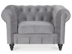 Fauteuil Chesterfield Velours Altesse Argent