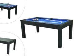 Table Transformable Noire - Billard & Ping-pong - L182 X L102 X H80 Cm - SOUSA -Meubles Soldes Boutique jeux interieur 506133