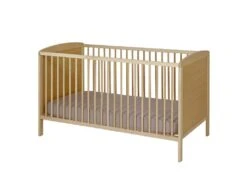 Lit Bébé à Barreaux Flocon Bois Naturel 70x140 Cm