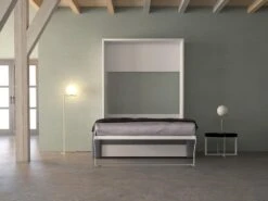 Lit Escamotable Canapé 140 X 200 Cm - Ouverture Verticale Manuelle - Blanc Et Gris - VACIALA II -Meubles Soldes Boutique lit 18854929
