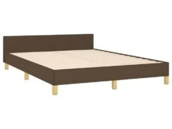 Cadre De Lit Avec Tête De Lit Marron Foncé 140x190 Cm Tissu -Meubles Soldes Boutique lit 22538301