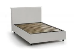 Lit Double Dancor, Lit Conteneur Avec Revêtement En Cuir écologique, 100% Made In Italy, Ouverture Frontale, Avec Matelas Cm 160x200 Inclus, Blanc -Meubles Soldes Boutique lit 22700193