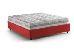 Lit Double Dgraus, Lit Conteneur Avec Revêtement En Tissu, 100% Made In Italy, Ouverture Frontale, Convient Pour Matelas Cm 160x200, Rouge -Meubles Soldes Boutique lit 22700771