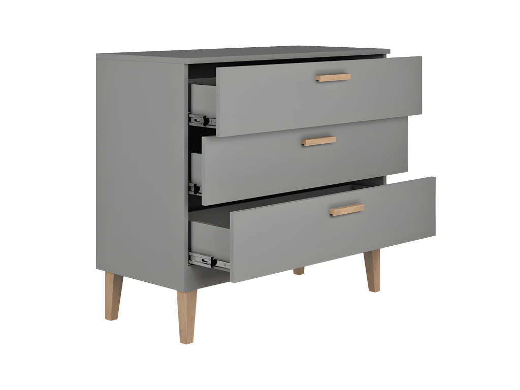 Commode 3 Tiroirs Kubi - Gris 6 Commode 3 Tiroirs Kubi - Gris – Image 4