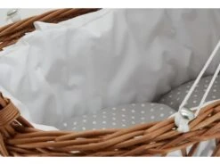 Berceau De Poupée En Osier Buff Tissu Gris -Meubles Soldes Boutique meuble bebe 12733417